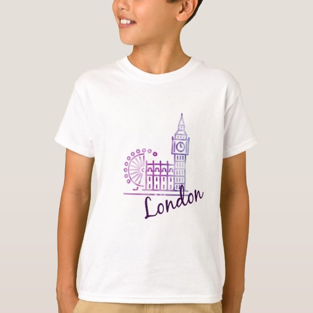 Kids London T-Shirt Big Ben & London Eye Souvenir (Front)