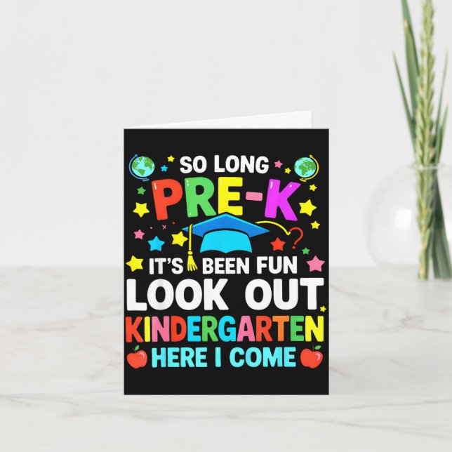 Kids long pre k graduation kindergarten here come card (Front)