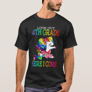 Kids Look Out 4th Grade Here I Come Unicorn T-Shirt