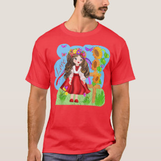 Kids Love Ukrainian Style youth  Flower Girl Short T-Shirt