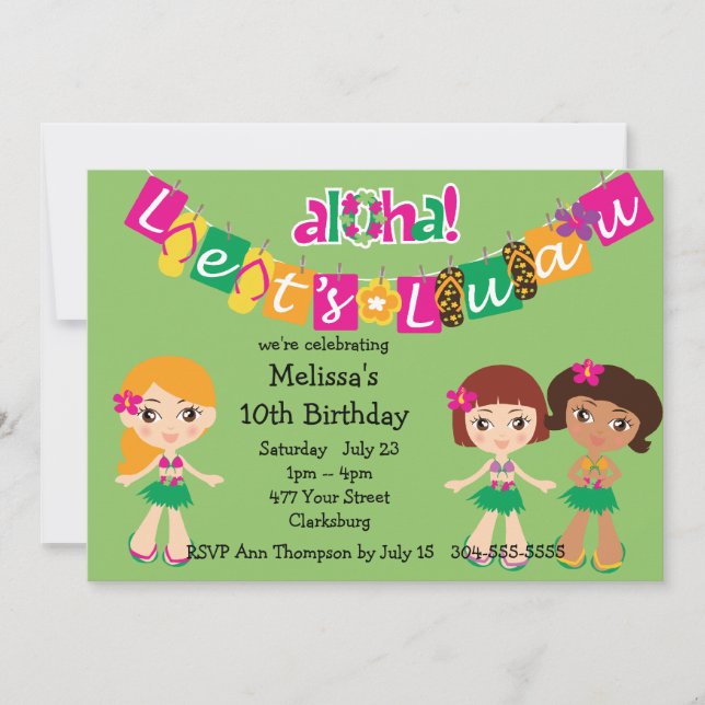 Kids Luau Invitation (Front)