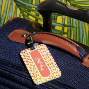 Kids lunch box with orange tulip floral pattern luggage tag