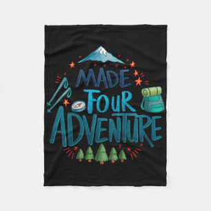 Kids Made Four Adventure 4th Birthday Party Campin Fleece Blanket
