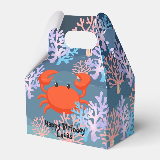 kids magical crab under the sea rainbow pastel favour box (Front Side)