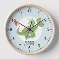 Kids Magical Green Dragon Cartoon Boys Nursery