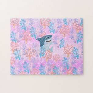 kids magical shark under the sea rainbow gradient  jigsaw puzzle