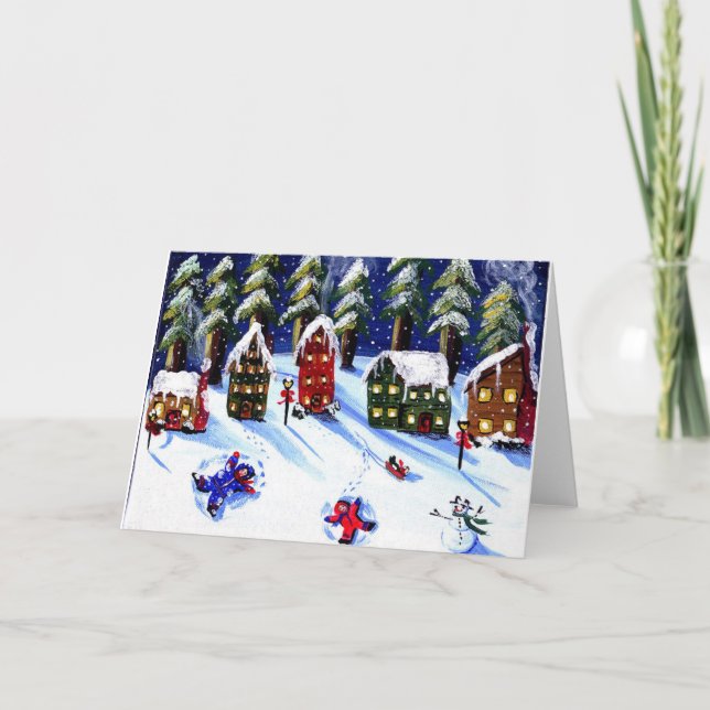 Kids Make Snow Angels Holiday Folk Art (Front)