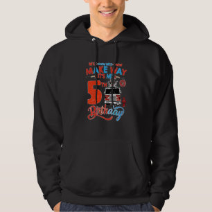 Kids Make Way It's My 5th Birthday Firefighter Bir Hoodie