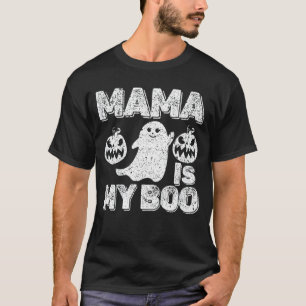 Kids Mama Is My Boo Scary Pumpkin Ghost Halloween T-Shirt