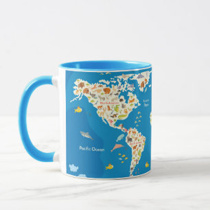 Kids Map of the World With Animals Mug