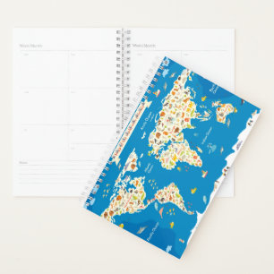 Kids Map of the World With Animals Planner