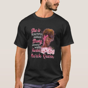 Kids March Queen Womens Black Happy Birthday To Me T-Shirt