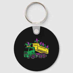 Kids Mardi Gras Dump Truck Cute Construction Boys Key Ring