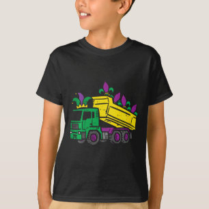 Kids Mardi Gras Dump Truck Cute Construction Boys  T-Shirt