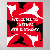Kid's martial arts Birthday party welcome poster