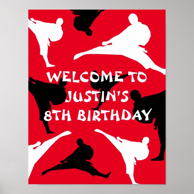 Kid's martial arts Birthday party welcome poster (Front)