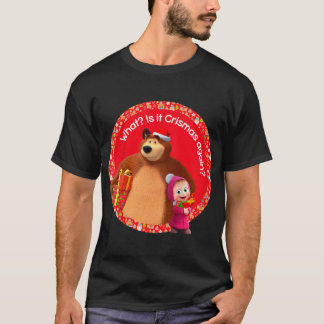 Kids Masha and the Bear Merry Christmas  T-Shirt