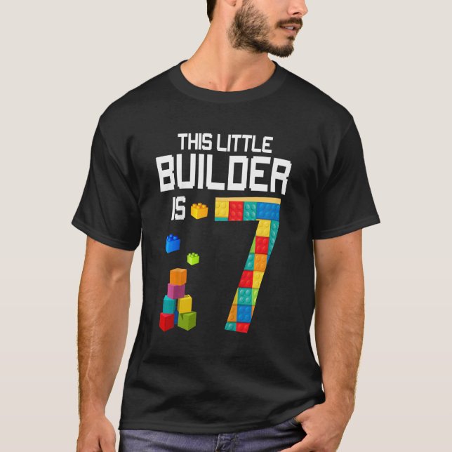 Kids Master Builder 7th Birthday Boy 7 Year Old Bu T-Shirt (Front)