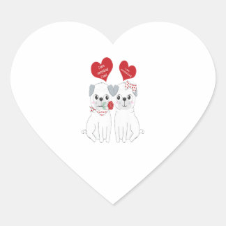 Kids Matching Valentines Pug Dog Lover Gift Heart Sticker