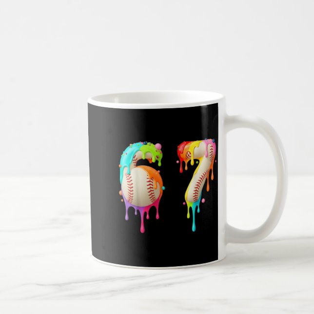 Kids Meme 67 Number Six 6 Seven 7 Ice Cream Drips  Coffee Mug (Right)