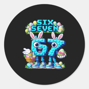 Kids meme 67 six seven 6 7 easter day classic round sticker