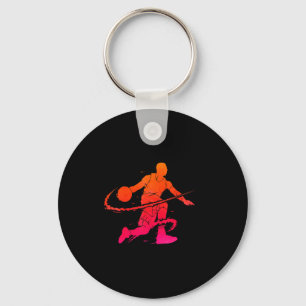 Kids Men Basketball Player Coach Dribbling Key Ring