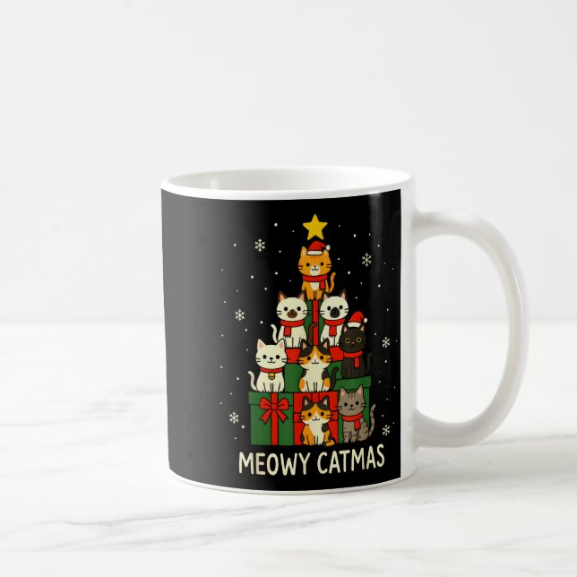Kids Men Women Meowy Catmas Funny Christmas Cats C Coffee Mug (Right)