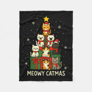 Kids Men Women Meowy Catmas Funny Christmas Cats C Fleece Blanket