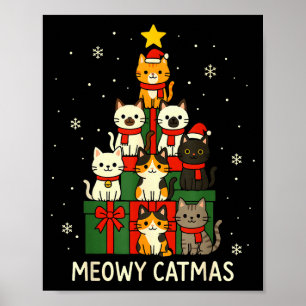 Kids Men Women Meowy Catmas Funny Christmas Cats C Poster