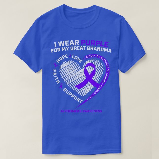 Kids Men Women Purple Great Grandma Alzheimers Awa T-Shirt (Design Front)
