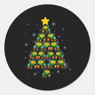 Kids Men Women Tractor Christmas Tree Farmer Xmas  Classic Round Sticker