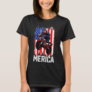 Kids Merica American Flag Motorcross Dirt Bike Bra T-Shirt
