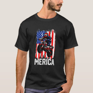Kids Merica American Flag Motorcross Dirt Bike Bra T-Shirt