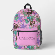 Kids Mermaid Backpack with Name on Pocket
