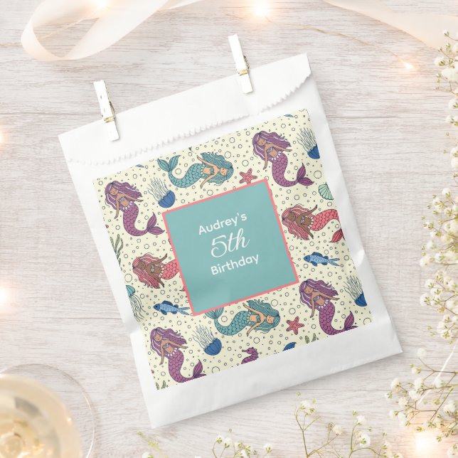 Kids Mermaid Birthday Favour Bags (Clipped)