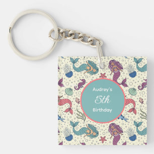 Kids Mermaid Birthday Key Ring