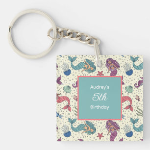Kids Mermaid Birthday Key Ring