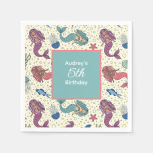 Kids Mermaid Birthday Napkin