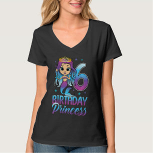 Kids Mermaid Birthday Princess 6 Years Old Mermaid T-Shirt