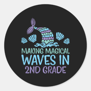 Kids Mermaid Magical Waves 2nd Grade Second First  Classic Round Sticker
