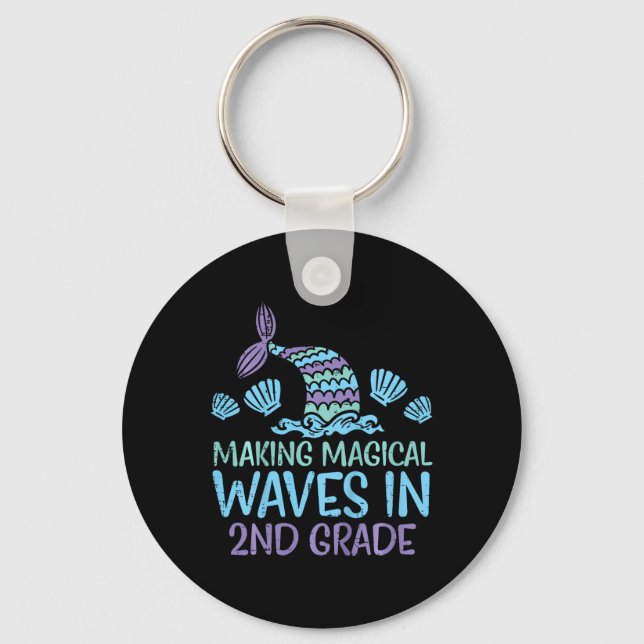 Kids Mermaid Magical Waves 2nd Grade Second First  Key Ring (Front)