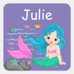Kids Mermaid Name Sticker 