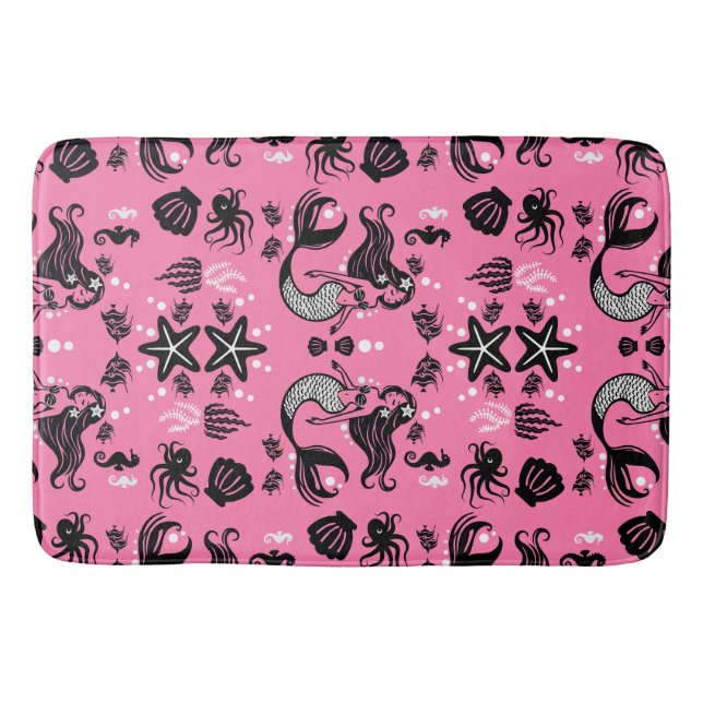 Kids Mermaid Pink Bath Mat (Front)