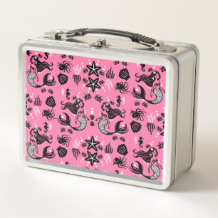 Kids Mermaid Pink Metal Lunch Box