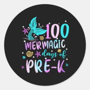 Kids Mermaid Tail 100 Mermagic Days Of Pre-k For T Classic Round Sticker
