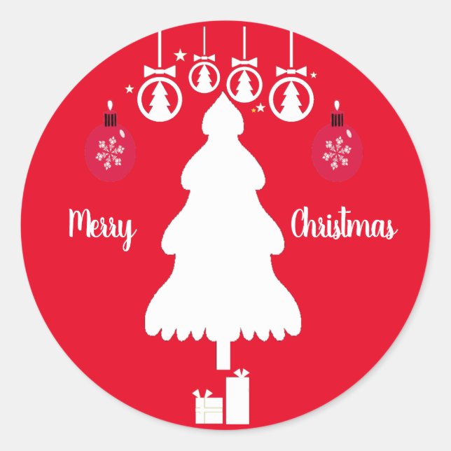  Kid's Merry Christmas Red Party Crafts  Classic Round Sticker (Front)