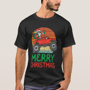 Kids Merry Christmas Santa Monster Truck Xmas PJ T T-Shirt