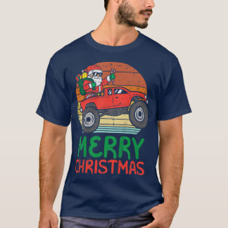 Kids Merry Christmas Santa Monster Truck Xmas PJ T T-Shirt