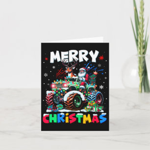 Kids Merry Christmas Xmas Lights Monster Truck San Card