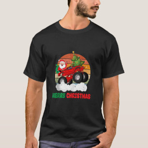 Kids Merry Xmas Santa Monster Truck Christmas Tree T-Shirt